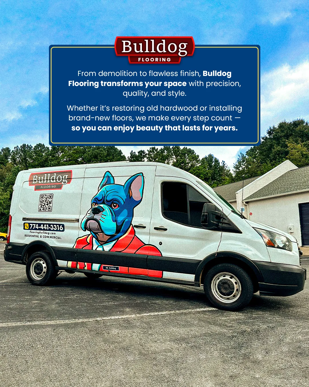 Bulldog Flooring branded service van in Georgia